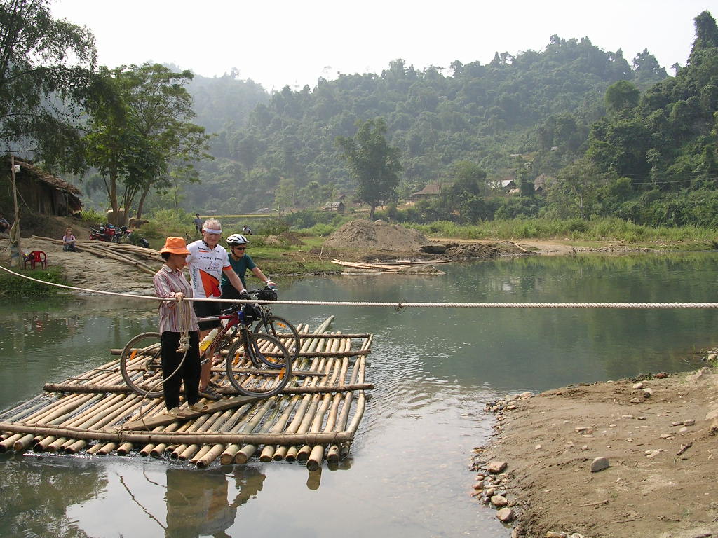 Bamboo ferry between YenHoa and ThuanNong, ThuongGiap commune - HaGiang province.